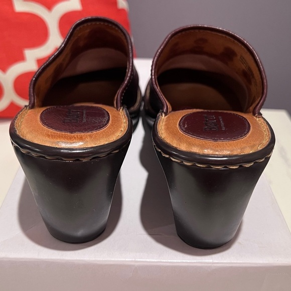 Born Red Leather Mules with Wedge Heel and Chunky Sole - Picture 6 of 9